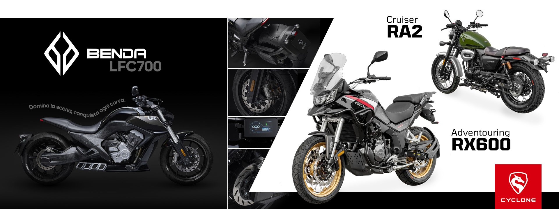 CYCLONE e BENDA: RX600, RA2 125cc e LFC700