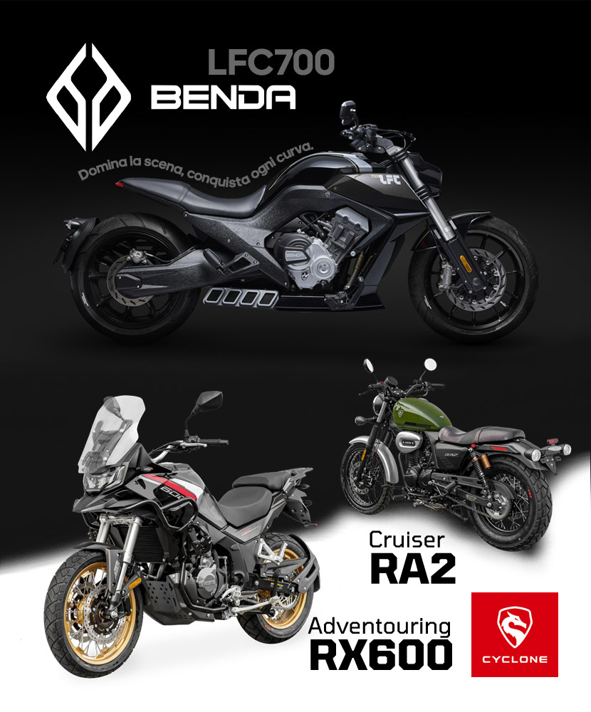 CYCLONE e BENDA: RX600, RA2 125cc e LFC700